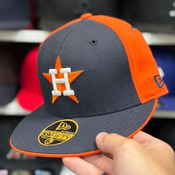 New Era Houston Astros Black/Orange Vintage 59FIFTY Fitted Hat | Size 6 7/8 - Picture 3 of 4